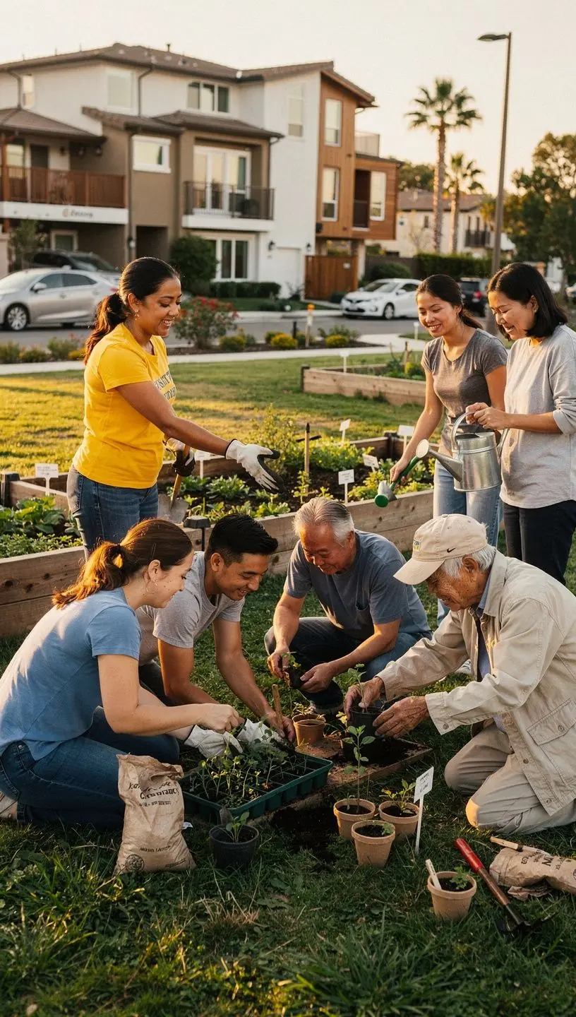 Diverse group of community members sharing ideas in a local meeting room.
